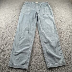 Pilcro Pants Womens S Light Blue Straight Leg Elastic Waist Patch Pockets Casual